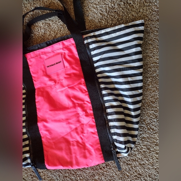 Victoria's Secret Sport Pink and Black Striped Tote Bag - Picture 5 of 11